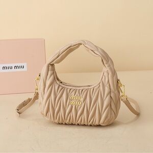 Miu Miu Tan Quilted Shoulder Bag